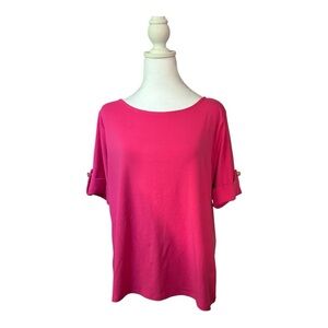 Michael Kors Women’s Shirt ElectricPink Gold Button  Size Extra Large MSRP$88.00